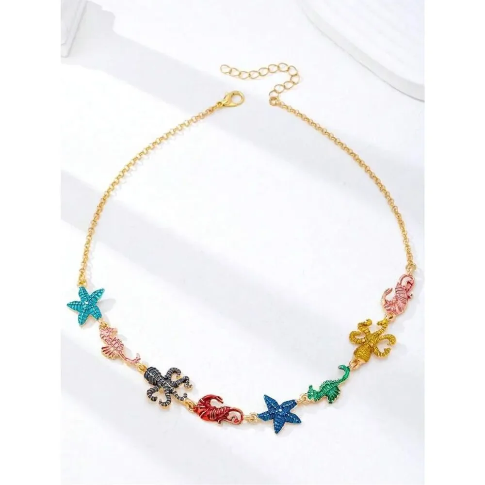 Multicolor Sea Life Charm Necklace A1657